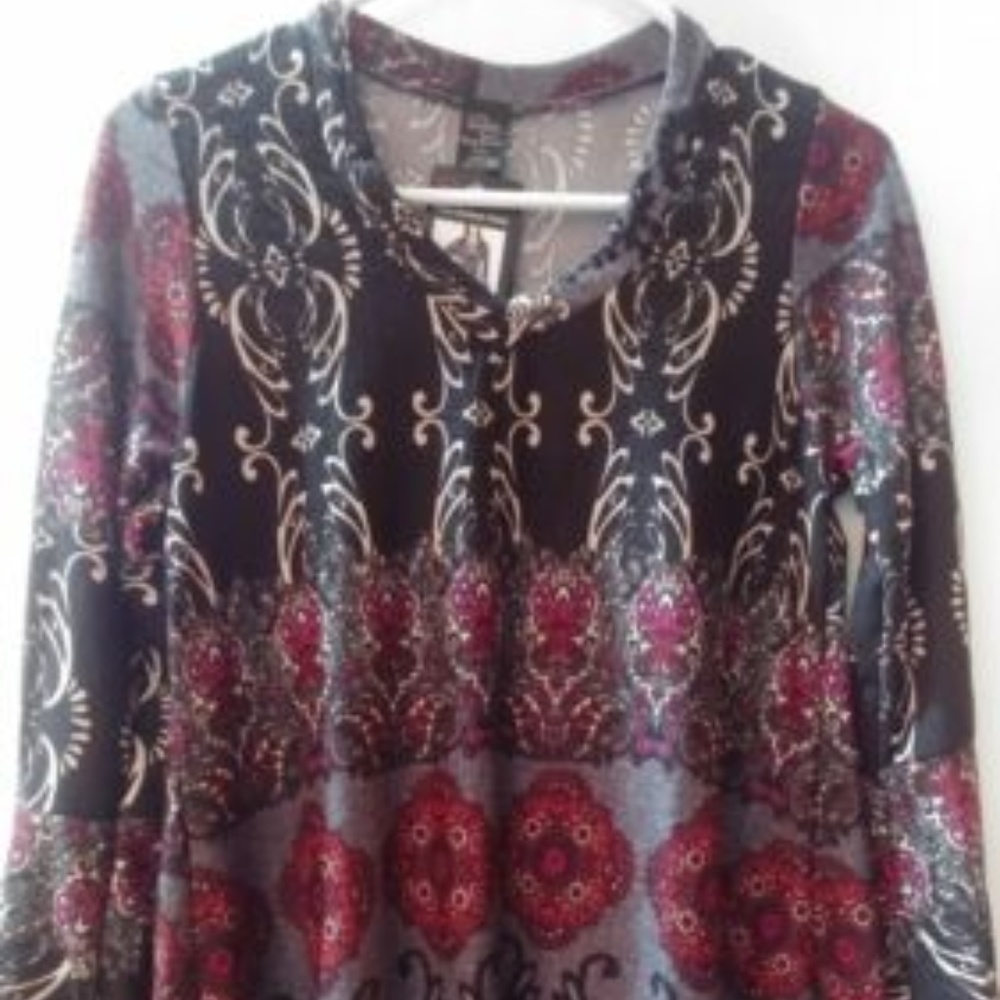 Win Win Flare Bottom Black White, Pink Floral Desi